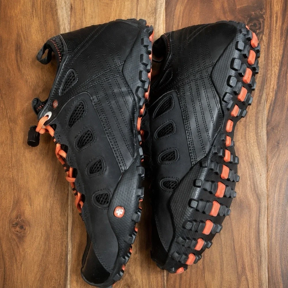Wenger Swiss Mens Trail Running Shoes Black Orange FM8118 Size 11.5 NEW VC